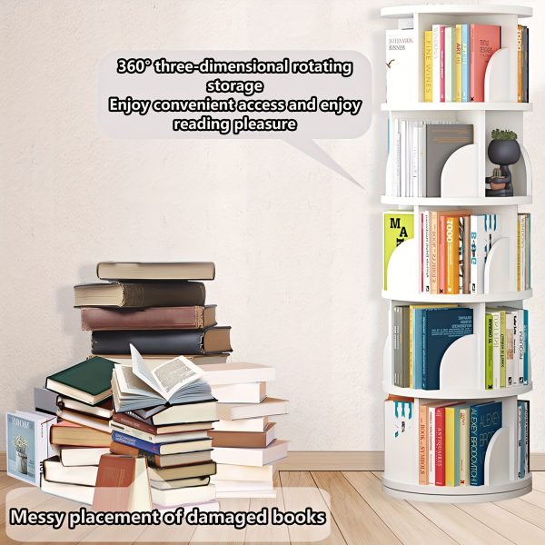 product-fancy-b1d244d5-babd-45fd-9f15-7e49e78d2861 360° Rotating Wooden Book Tower, Spinning Bookshelf with 4/5 Tiers for Office, Living Room, And Room
