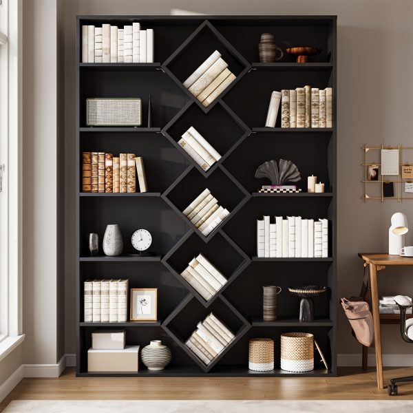 product-fancy-b207200e-deb6-41e7-bab2-63a195eec264 Triple Wide Bookshelf, 6 Tier Large Bookshelf, Bookcase with 17 Open Display Shelves, 71'' Tall Bookcases And Bookshelves for Living Room, Home Office, Library