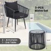 [Outdoor | Rattan] 3pcs Outdoor All-Weather Wicker Patio Rattan Bistro Conversation Set | Chairs And Side Table Set | Ideal For Balcony, Porch And Backyard