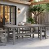 Modern Outdoor Dining Table for 6-Person Rectangle Indoor Outdoor Table with Umbrella Hole & Wood-Like Surface, Weather-Resistant Outside Dining Table for Patio Lawn Garden Backyard, 32.7" D X 70.9" W X 29.4" H