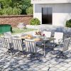 9pcs Aluminum Outdoor Patio Dining Set, 8 People Swivel Dining Chair Set, Outdoor Patio Furniture Set for Garden