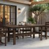 Modern Outdoor Dining Table for 6-Person Rectangle Indoor Outdoor Table with Umbrella Hole & Wood-Like Surface, Weather-Resistant Outside Dining Table for Patio Lawn Garden Backyard, 32.7" D X 70.9" W X 29.4" H
