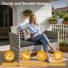 4pcs PE Rattan Bistro Patio Furniture Collection, Outdoor Sectional Featuring 2 Chairs, a Loveseat, And a Coffee Table, Compact Modern Porch Conversation Set for Backyard Garden, Premium Appearance