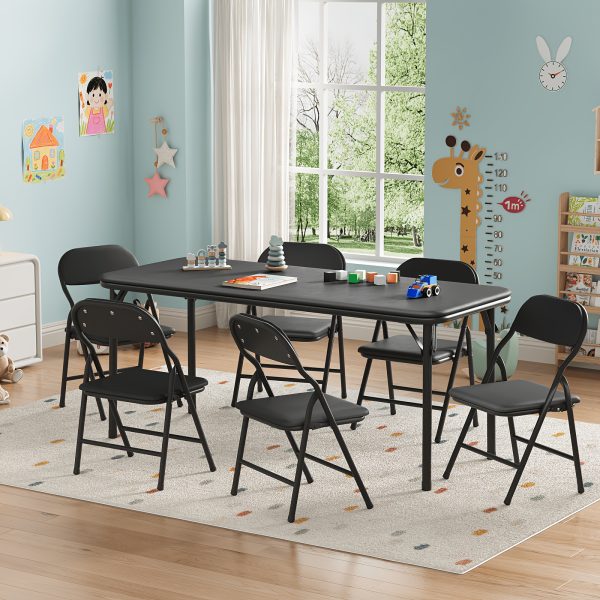 7pcs Outdoor Patio Bistro Set, 7pcs Folding Table and Chairs Set for Cutiess, Cutiess and Cutiess Activity Furniture Ideal for Dining Rooms, Daycares, and Classrooms with Easy Storage for Garden Pub Cafe
