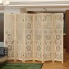 product-fancy-b34ecf7d-5f27-483a-aee4-1921a9b8e82f 6 Or 4 Panel Wood Screen Room Divider, Farmhouse Style Carved Boho Wall Dividers Folding Screens, Freestanding Hollow Partition Privacy Screen for Home Office Bedroom Studio Apartment, Natural