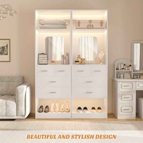 product-fancy-b35bd25b-ef1b-47b4-8f93-eae03825d162 Unikito 25 Inch Closet System with 4 Drawers, 2FT Wood Closets Organizer with Storage Shelves And Mirror Design, Freestanding Sturdy Walk in Closet Tower for Bedroom, 25" W X 16" D X 80" H, White