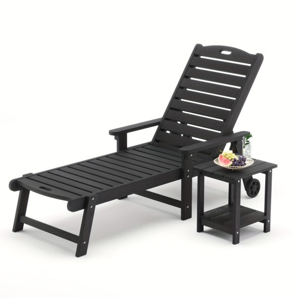 product-fancy-b3724352-1f15-4a01-8c9c-70e64a00123f Chaise Lounge Chair Outdoor, HDPS Material, Outdoor Pool Lounge Chairs with 5-Position Backrest, Patio Lounge Chair with Wheels for Outside, Poolside, Beach