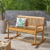 product-fancy-b37507c0-665d-4c59-9b0f-1730c0452492 Outdoor Wood Garden Bench, 50" Solid Wood Patio Park Bench with Dense Slatted Backrest & Seat, Curved Armrest, Large Wooden Loveseat Bench for Deck, Porch, Poolside, Yard & Balcony