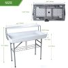 product-fancy-b3994c35-1a9b-455f-b267-17dab4990dfd Double-Layer Cooler Table with Drain And Storage Rack, Portable Folding Ice Cooler Table with Matching Skirt for Picnic, Party, Outdoor Events, Camping, Wedding, 40.5 X 39.3 X 22.04 Inches