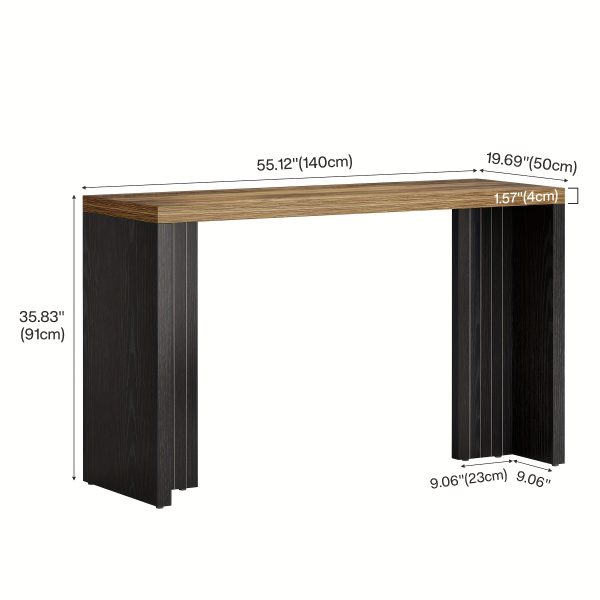 product-fancy-b3b1f8ce-6dc9-4a83-9e06-cceca40a3704 55.12-Inch Home Bar Table with Spacious Top, Modern Freestanding Mini Bar Unit for Living Room, Kitchen, Basement & Balcony, Brown & Black
