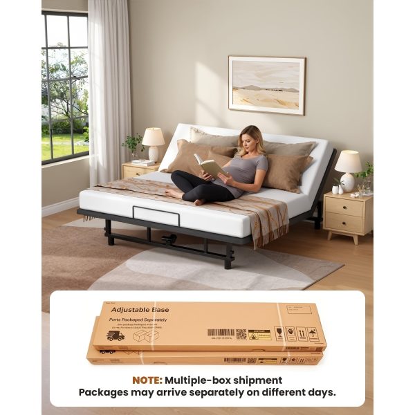 Adjustable Bed Base Frame, Head & Foot Incline, Zero Gravity, Universal Mattress Compatibility, Easy Assembly, Noise-Free Adjustable Bed Frame for Home Bedroom, Tool-Free Assembly