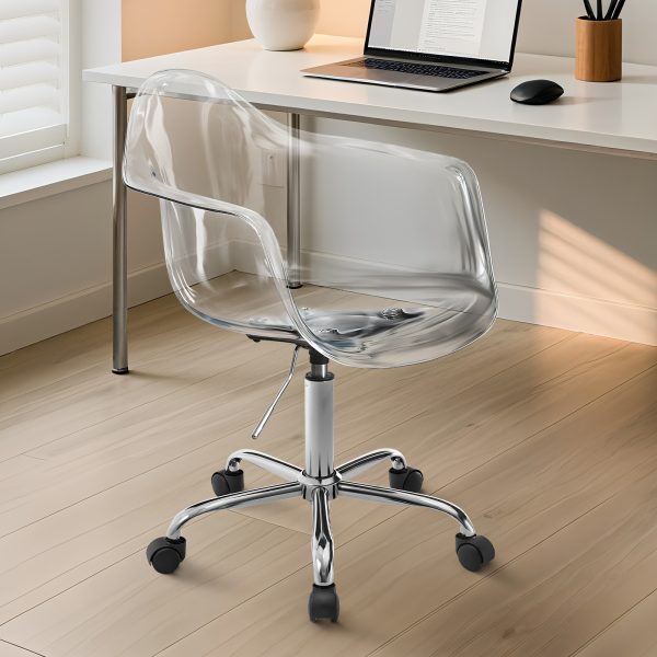 product-fancy-b3ffd12f-45c6-4538-924d-dbb35a9a6760 Transparent Acrylic Office Chair, Contemporary Acrylic Chairs for Home Use with Wheels, Armless Swivel Vanity Rolling Chair Suitable for Office And Home