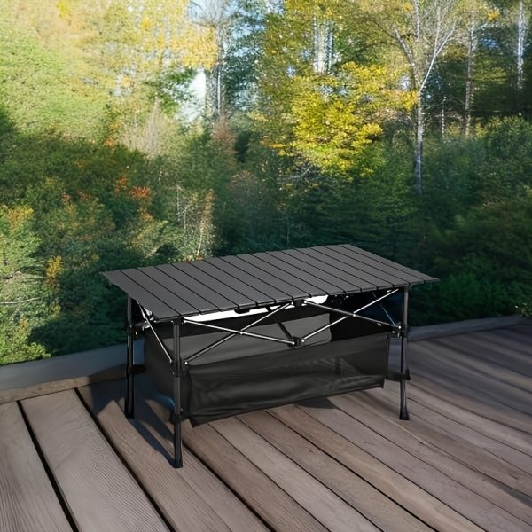 product-fancy-b42cb322-a319-4ce3-ab83-db3bd227c2d6 Lightweight Aluminum Folding Camping Table Portable Roll-Up Design for Outdoor, Camping, Beach, BBQ, Patio, And Picnic, Durable & Waterproof with Carrying Bag