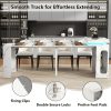 product-fancy-b440538d-e053-433c-a06a-11a23fed4a0b Extendable Dining Room Table with Charging Station & LED Lights, White Faux Marble Table, 19.7" to 98.4" Dining Table for 2-8, Modern Space Saving Kitchen Island Table, Rectangle Console Table for Living Room(No Chairs)