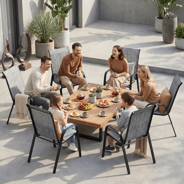 product-fancy-b4539481-130b-4a00-86cf-603d8e01ac4e 8/6pcs Patio Chairs, All Weather Textilene Fabric & Metal Frame, W/Armrests, Strenthened Iron Spacers, 330 LBS, Outdoor Chairs Set For Backyard, Poolside, Garden