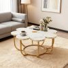 Modern Decorative Table in White And Golden, Shaped Like a Petal, for The Central Area of The Living Room