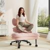 product-fancy-b4b54f2f-b99f-4894-9c60-8dcaeeda37cc DURAYLOLY Ergonomic Cross Legged Chair, 360° Swivel Meditation Chair with Wheels, Height Adjustable Seat, Strong Lumbar Support, Home Office Furniture, Teddy Fabric