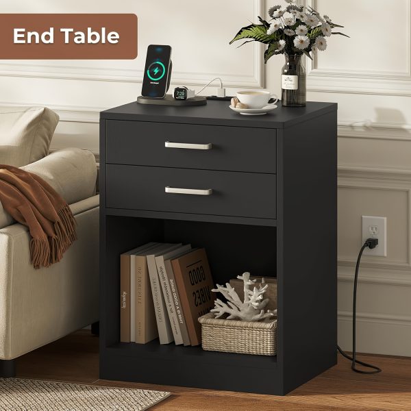 product-fancy-b4ba4933-e5d1-4fc4-be43-a9f40ab86c52 Nightstands Set Of 2, White Night Stand With Charging Station & Drawers, Night Stands For Bedroomsy For Hallway & Living Room