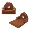 product-fancy-b4c9c169-3982-48ce-be66-74139b9392e0 Kids Sofa 2-in-1 Convertible Kids Couch Fold Out Lounger Soft Sherpa Kids Chair High-Density Foam Sofa Cute Brown Bear Playroom Nursery Furniture for Boys Girls Room Decor