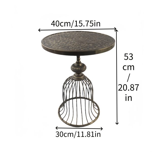 product-fancy-b4ea3600-a2f6-487f-a18c-2502f290fa08 1pc Vintage Bronze & Suitable for Name/standardAttributeName Metals Sofa Side Table - Compact Round Coffee Table for Small Spaces, Balcony, Living Room, Bedside - Iron Top & Metal Base, No Assembly Required, 40cm/14.75in Width