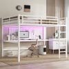 product-fancy-b5051328-88f8-475c-9ac7-14eb1e5de406 BELLEMAVE Queen Size Heavy-Duty Metal Loft Bed Frame with Built-In Desk, Side Ladder And Full Safety Guardrails, Noise-Reduced Loft Bed, No Box Spring Required, Modern Bedroom Furniture for Small Apartments, Off White