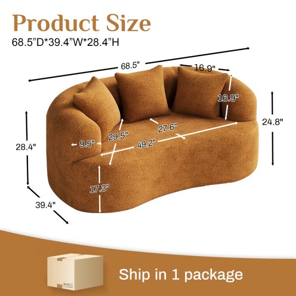 Moedrn Oversized Boneless Curved Sofa 68.5" / 106.5"/ 130.7" Sectional Sofa Couch Comfy Luxury Plush Chenille Floor Sofa Memory Foam Couches For Living Room, Apartment, Office, Guestroom