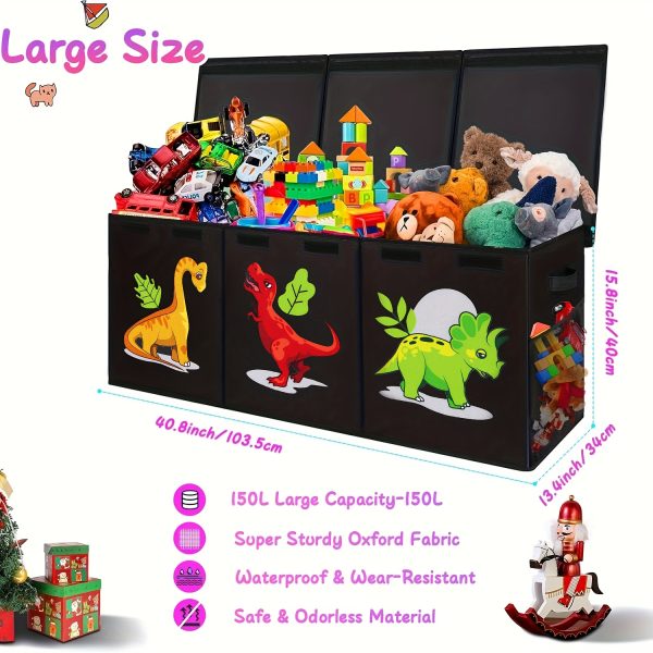 product-fancy-b528c020-4ece-4153-bdab-8a1a92264458 Extra Large Box, Collapsible Sturdy Storage Organizer With Lids, Dinosaur Box For 14+ Boys Girls, Chest Bin Baskets For Living Room, Playroom, Bedroom, Nursery, Black