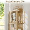 product-fancy-b57629ca-e29a-4ea2-86a5-e8453fbf3b28 4-Tier Rotating Bookshelf Tower with 360° Spinning Shelves - Natural Oak Wood Freestanding Bookcase Suitable for Small Spaces, Space-Saving Rolling Shelf for Home Office, Living Room, Assembly, Modern Square Bookcase for Books & Decor