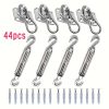 44pcs Sun Shade Sail Hardware, 304 Stainless Steel Material, Heavy Duty Sun Shade Sail Stainless Steel Hardware Kit, Suitable for Courtyard Garden Awning Hanging Installation