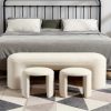 product-fancy-b58e0b11-7b91-4d63-b406-ac0e078bf4dd 53 Inch Long Bedroom Bench with 2pcs Step Stools, Nesting Ottoman Bench Set, Padded End Of Bed Bench Modern Upholstered Bench for Living Room, Entry, Porch