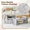 product-fancy-b5990b7c-1186-4c4f-853e-f0a358858b0b MUUOKY Modern Round Nesting Coffee Table with Faux Marble Top & Glass Side Table - 24” Center Table Suitable for Living Room, 2-Tier Space-Saving, Easy Assembly, Luxury Apartment Furniture, Engineered Wood Base for Small Homes