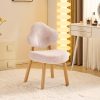 product-fancy-b5b04e38-1a93-42a2-b917-d8d6f2761373 Bonnlo Cute Armless Vanity Chair | Modern Desk Chair With Wood Legs, Plush Chenille Velvet Cloud-Back Comfy Makeup Accent Chair For Bedroom Living Room Office
