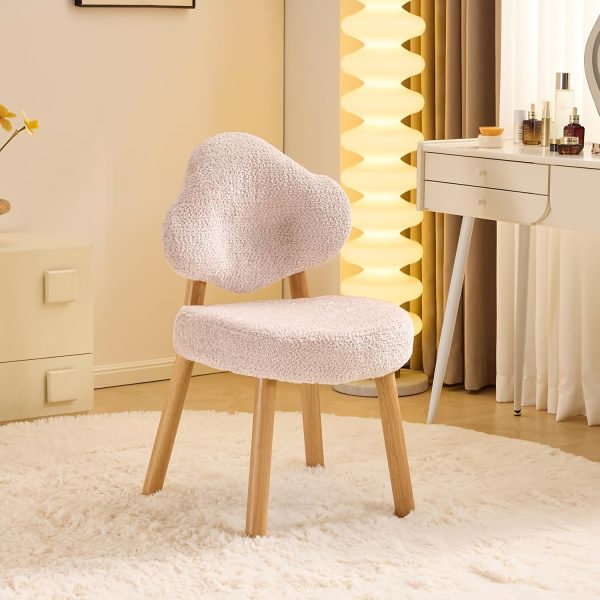 product-fancy-b5b04e38-1a93-42a2-b917-d8d6f2761373 Bonnlo Cute Armless Vanity Chair | Modern Desk Chair With Wood Legs, Plush Chenille Velvet Cloud-Back Comfy Makeup Accent Chair For Bedroom Living Room Office