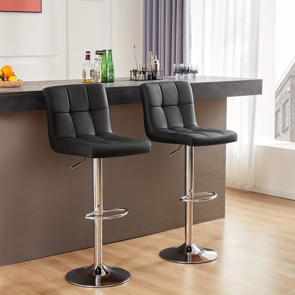 product-fancy-b5b30de5-9a75-4688-bd94-917297fca62c Adjustable Armless Swivel Bar Stools Set - Hydraulic PU Leather with Thickened Seat Cushion & Backrest for Kitchen Counter Height Home Bar