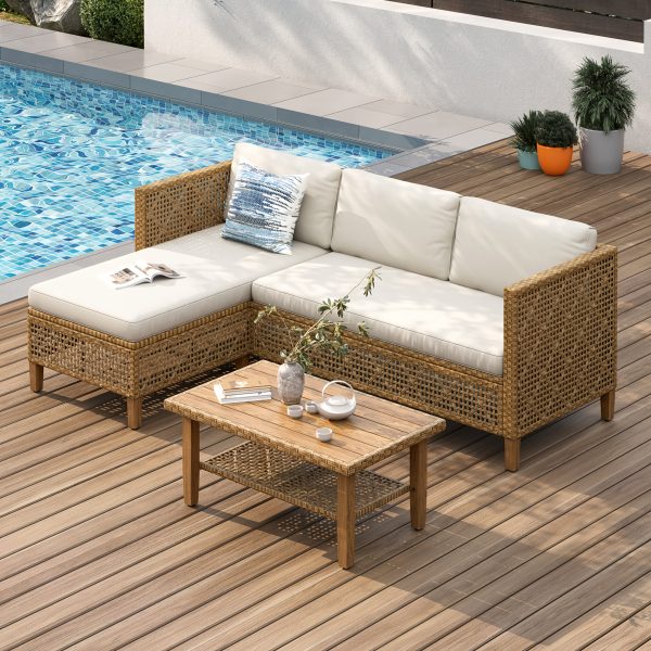 [Boho Wicker Patio Set] 1/2 Packages Shipping MixPatio Boho Wicker Patio Furniture Sofa Set, 3/6 Seaters, Outdoor Rattan Sectional Sets Conversation Set - Weather-Resistant, With Dual Storage Coffee Table for Garden, Patio & Deck