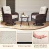 3pcs Patio Furniture Set, Outdoor Swivel Rocking Chairs with Glass Top Table and Thick Cushions for Porch, Deck, Balcony, Poolside, Patio Table And Chairs Set, Outdoor Dining Table And Chairs, Patio Chairs, Outdoor Furniture, Patio Set, Porch Seating, Deck Furniture, Cozy Outdoor Set, Swivel Chair, Garden Furniture Outdoor, Garden Chair, Outdoor Table And Chair Set, Bistro Patio Set, Patio Furniture Set Outdoor, Outdoor Patio Furniture Set, Small Patio Furniture Set, Front Porch Decor