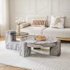 product-fancy-b60d47b4-4435-4cbb-ad44-562d2bd96b19 MUUOKY Modern Round Nesting Coffee Table with Faux Marble Top & Glass Side Table - 24” Center Table Suitable for Living Room, 2-Tier Space-Saving, Easy Assembly, Luxury Apartment Furniture, Engineered Wood Base for Small Homes