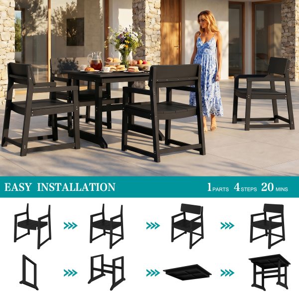 5- And 7pcs Patio Dining Set, Outdoor Table And Chairs, All Weather Furniture with Umbrella Hole for Backyard Garden Deck Lawn Pool