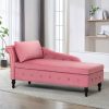 product-fancy-b62427be-0107-4f18-bb95-4d7121229568 ACMEASE Fabric Chaise Lounge Featuring Left Armrest & Support Pillow, Button-Tufted Sofa with Storage, Indoor Lounge Chair, Contemporary Velvet Lounge Chair Suitable for Bedroom, Living Room, And Office