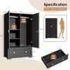 product-fancy-b63e162a-eac6-422a-ba8e-4155bb040b44 Bonnlo Freestanding Wide Armoire Wardrobe Closet with Shelves, Hanging Rod And Drawers for Bedroom