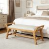 product-fancy-b66878cb-56b4-46b7-ba97-b8d000c875ea 1pc 51Inch End of Bed Bench | Solid Wood Frame, Fabric Upholstered Ottoman Bench for Entryway, Bedroom, Hallway, Living Room, Modern Style