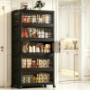 product-fancy-b68b1a23-2f4e-4510-8ea4-2ac59eb95b92 No Assembly 2/3/4/5 Tier Foldable Stackable Storage Cabinet, 44.29 Inch Large Capacity Modular Organizer Box with Lid, Rolling Wheels & Magnetic Double Door, Space Saving Portable Multi-Layer Storage Unit, Easy Setup Household Storage Container