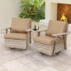 product-fancy-b6ccd2ae-5b9f-4579-8018-b06a51f0ecbb 2pcs Oversized Outdoor 360°Swivel Rocker Patio Chairs Set, 2pcs Oversized Rocking Chair, Outdoor Swivel Rocking Glider Chairs Set Of 2, PE Wicker Rattan Outdoor Patio Swivel Rocking Furniture Set for Garden Porch