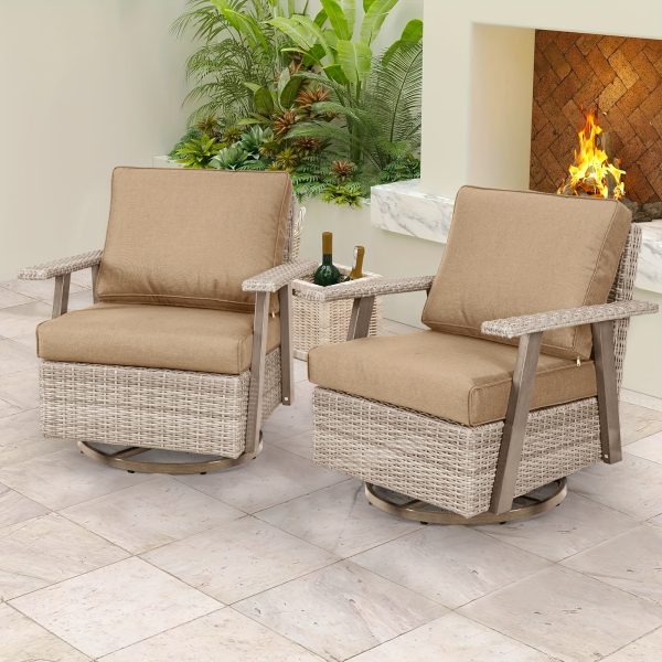product-fancy-b6ccd2ae-5b9f-4579-8018-b06a51f0ecbb 2pcs Oversized Outdoor 360°Swivel Rocker Patio Chairs Set, 2pcs Oversized Rocking Chair, Outdoor Swivel Rocking Glider Chairs Set Of 2, PE Wicker Rattan Outdoor Patio Swivel Rocking Furniture Set for Garden Porch