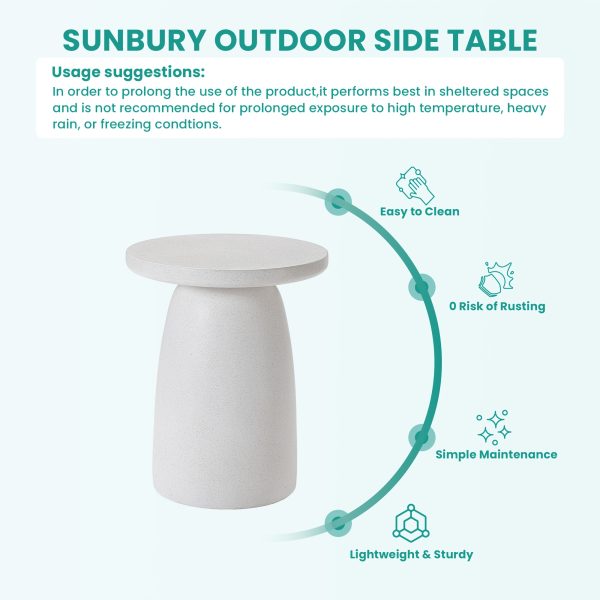 product-fancy-b6dbd6e0-fdbe-4e53-a910-a33d3b12c13a 21.8" Round Stool Magnesium Oxide Side Table, Grey Or Speckled White End Table - Modern Accent Table for Living Room, Bedroom, Balcony - Plant Stand, Nightstand
