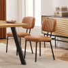 PU Leather Office Chair, Armless Soft Seat, Premium Texture, Suitable for Office and Bedroom, 2pcs, Black, Brown, White