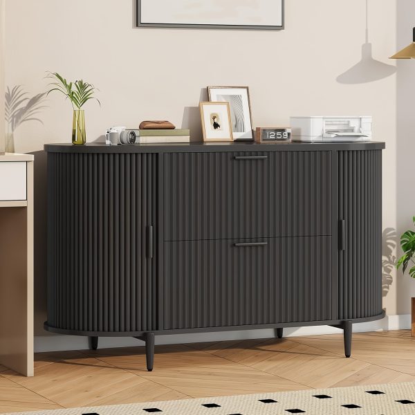 product-fancy-b6f5450f-6bd1-4a3d-9aaf-a139413bb6ad 2 Drawer File Cabinet, fit Legal/Letter/A4 Size, 39.4" Filing Cabinet with 2 Sliding Door Storage for Home Office