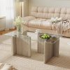 product-fancy-b7060a13-fd85-4954-98b0-fc6ceaf85b0a 39.4" Coffee Table Glass, Modern Minimalism Rectangle Center Table, Glass Top with Sturdy Wooden Base, Small Glass Wood Coffee Table for Home, Living Room, Apartment, Office, Easy Assembly