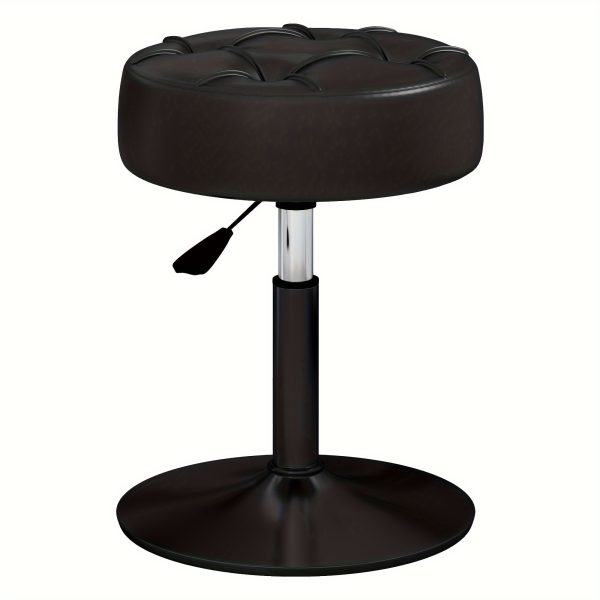 ACEQLYT Adjustable Vanity Stool, Faux Leather Vanity Chair For Makeup Room Bedroom, Round Makeup Chair Ottoman, Sturdy, Rust-Resistant And Easy To Assemble