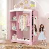 product-fancy-b740415f-de90-44fe-ae2c-8cd334c4e4ef Kids Armoire with Jewelry Cabinet, Dress up Storage with Mirror and Shelves, Princess Dress Closet and Costumes Wardrobe Closet, Costume Organizer for Bedroom, Kids Room, Girls